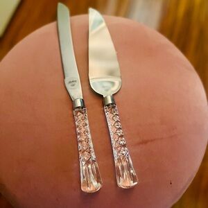 Gorham Lady Anne Crystal Cake Knife and Server Set